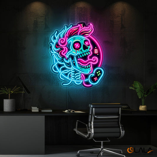 No Game No Light Crazy Skull Neon Light Artwork