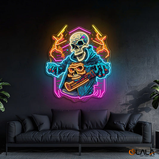 Skull Beats Neon Vibes from the Grave Neon Light Artwork