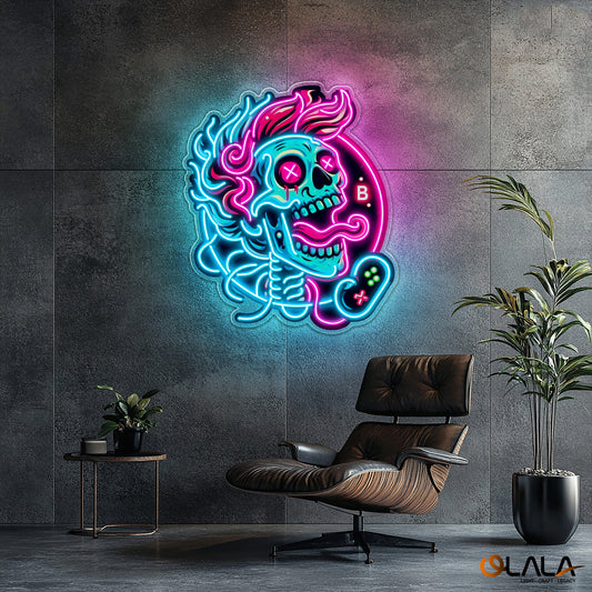 No Game No Light Crazy Skull Neon Light Artwork