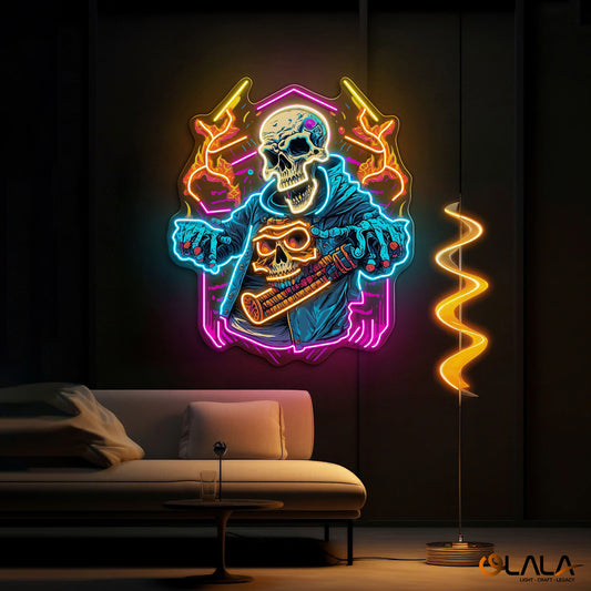 Skull Beats Neon Vibes from the Grave Neon Light Artwork