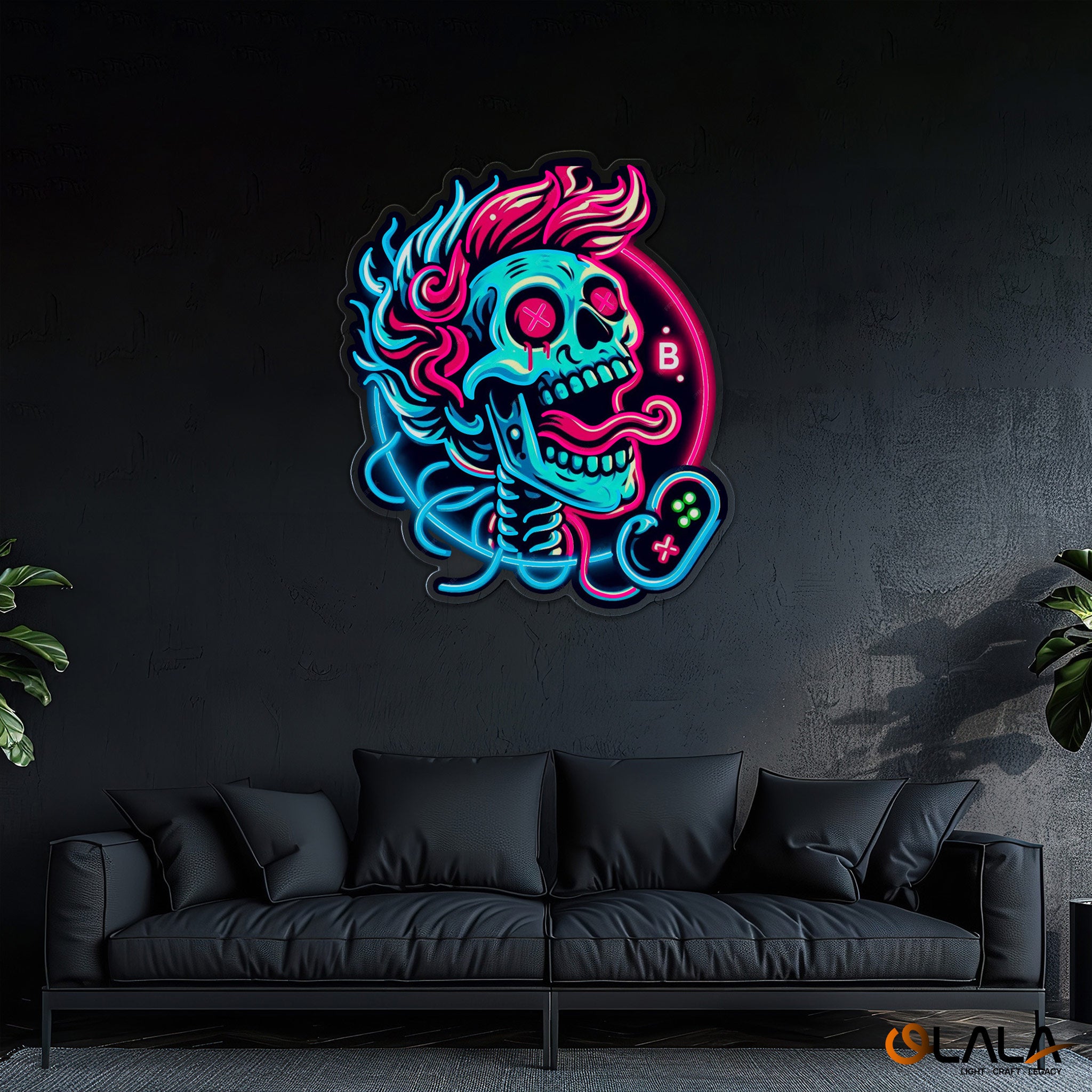 No Game No Light Crazy Skull Neon Light Artwork