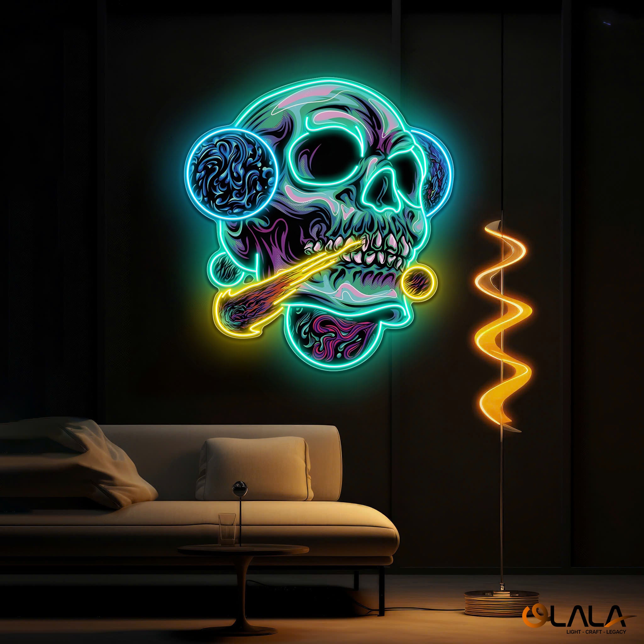 Galactic Skull Neon light Artwork