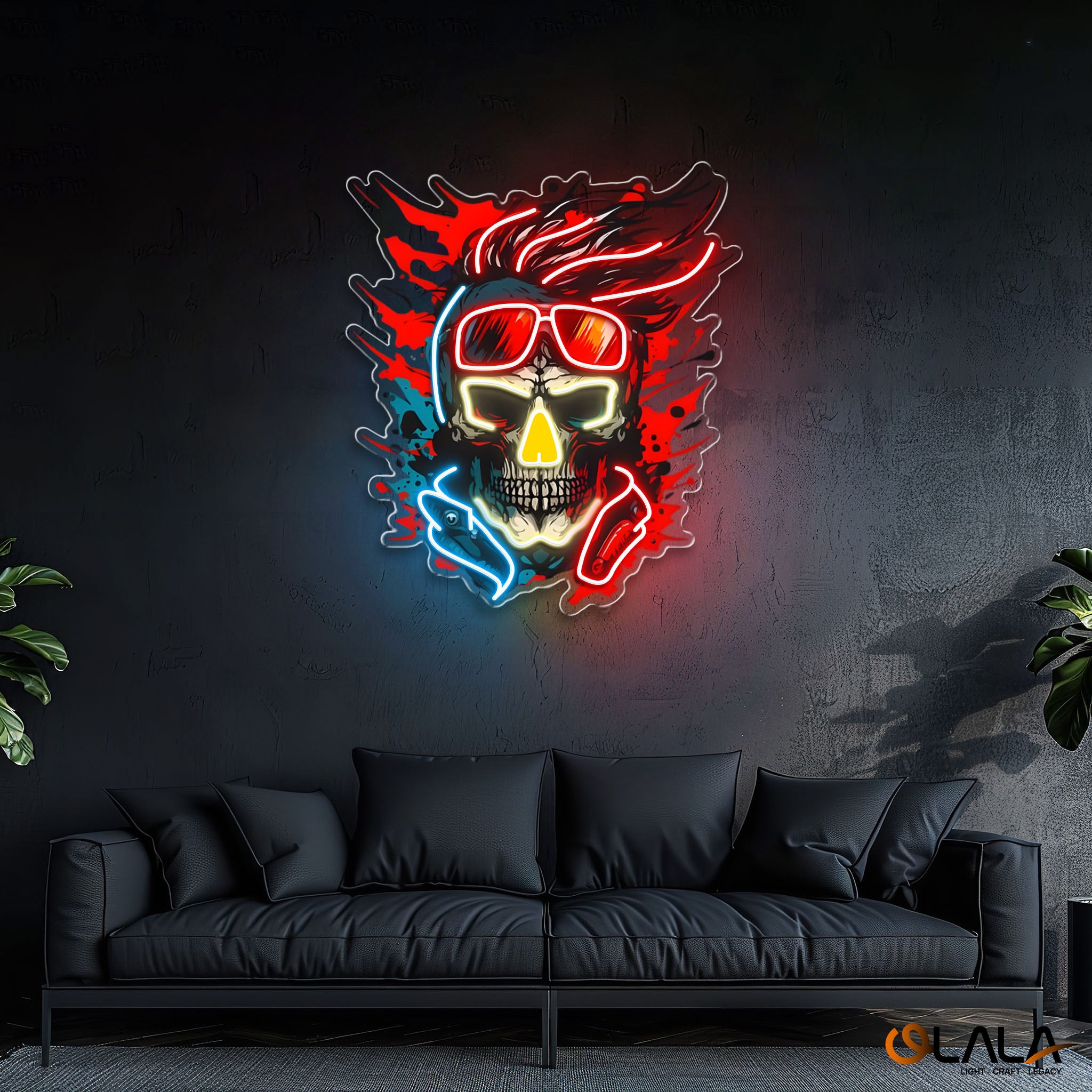 Vision of the Undead Neon Skull & Glasses Neon Light Artwork