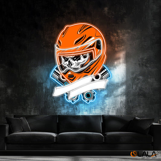 Gearhead’s Graveyard Skull & Repair Neon Light Artwork