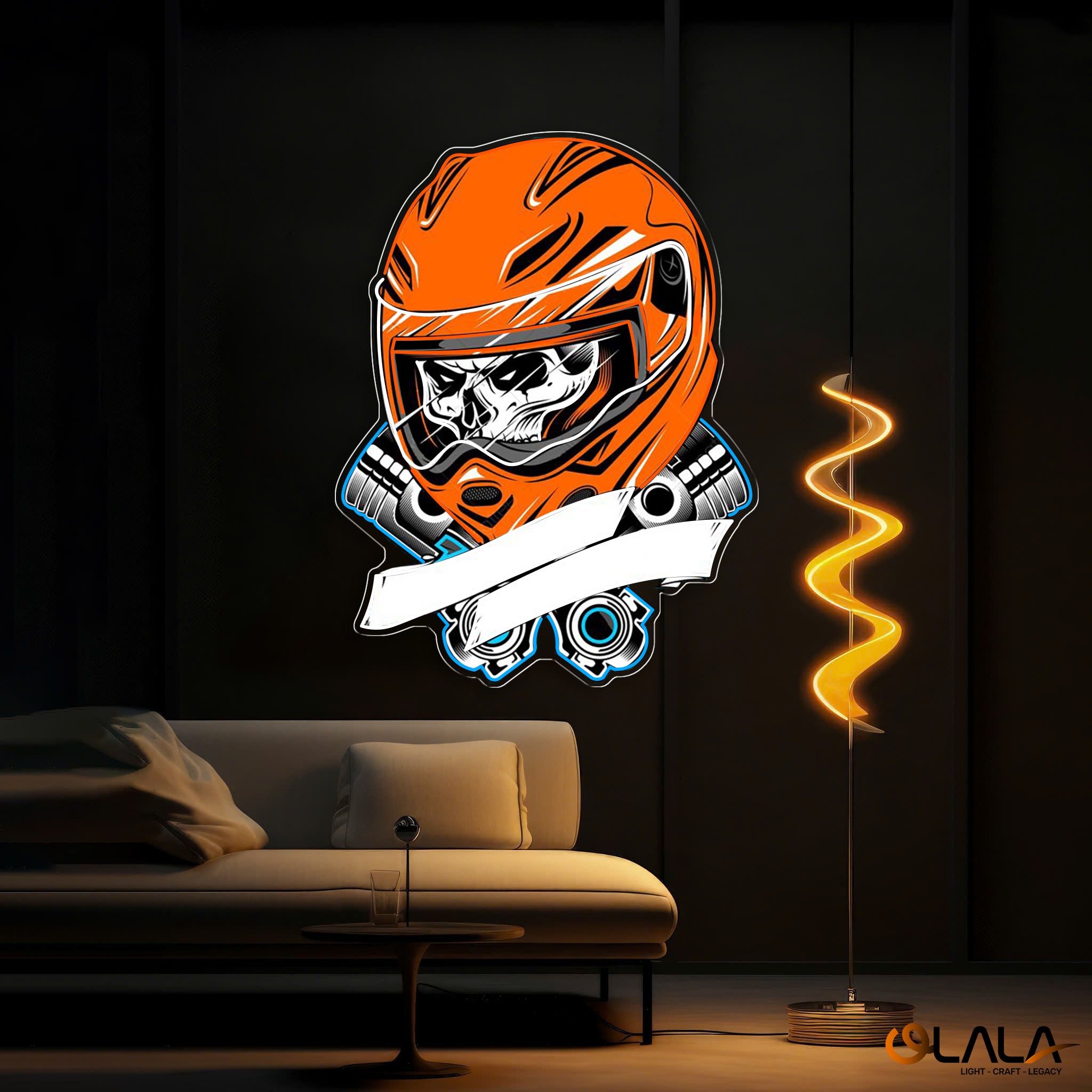 Gearhead’s Graveyard Skull & Repair Neon Light Artwork