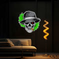 Load image into Gallery viewer, Skull, Hat & Smoke in the Neon Glow Neon Sign Light Artwork
